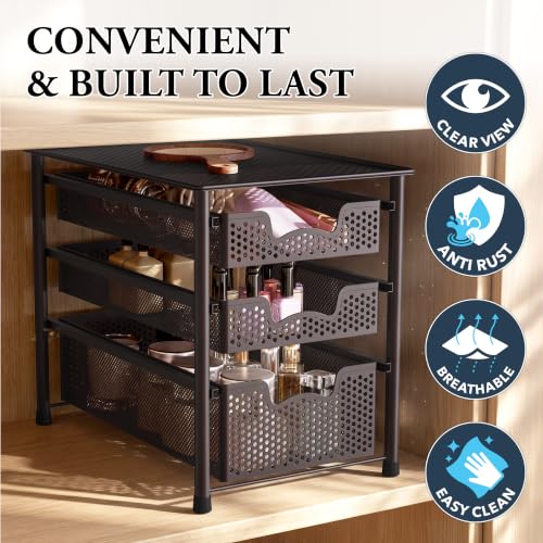 Stackable 3 Tier Sliding Basket Organizer Drawer (3 Count)