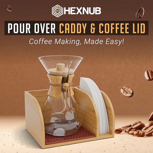 Pour Over Caddy with Lid for Chemex Bodum Cosori Coffee Makers Brown