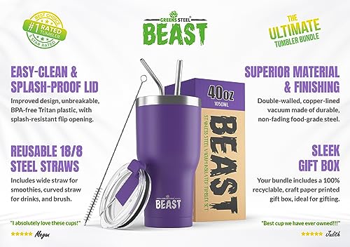 Beast 40 oz Tumbler Stainless Steel Vacuum Insulated Coffee Ice Cup Double Wall Travel Flask