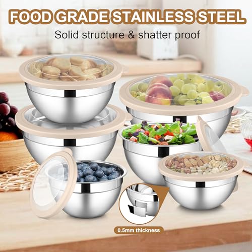6 PCS Mixing Bowls with Visible Lid (12 Count)