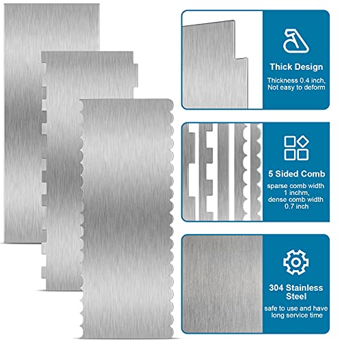 3 Pcs Stainless Steel Cake Scraper (3 Count)