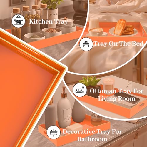 Orange Serving Tray with Handles (2 Count)