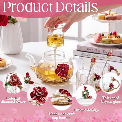 5 Pcs Floral Glass Tea Set (5 Count)