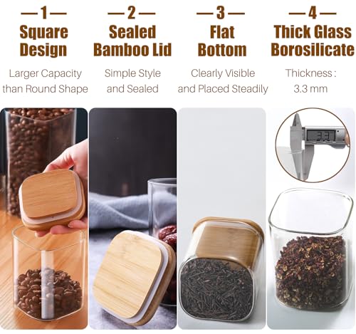 6 Pack Glass Food Storage Jars with Airtight Lids