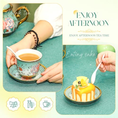 20 Pcs Adult Tea Party Set Porcelain with Metal Holder