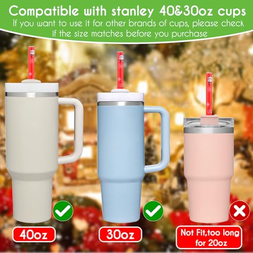 6 Pack Christmas Straw Replacement for Stanley 30&40oz (6 Count)