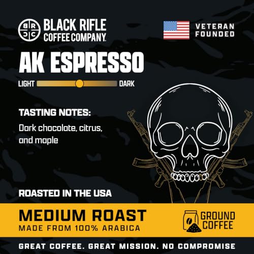 Black Rifle Coffee Medium Roast Ground Coffee AK Espresso 12 oz (12 Ounce)