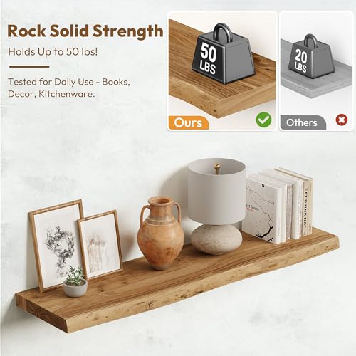 Wood Floating Shelves Live Edge 36” Set of 2 (2 Count)