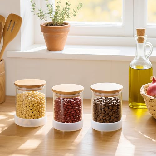 17oz Round Glass Storage Containers with Bamboo Lids (12 Count)