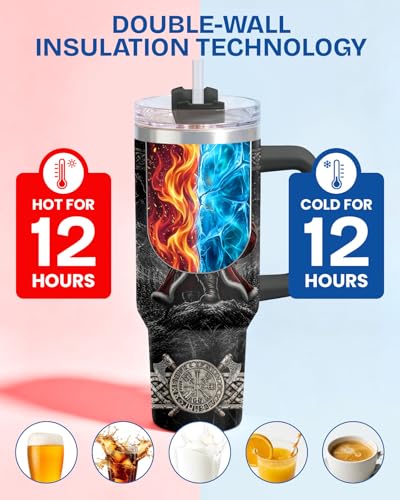 Viking Valhal La Funny Norse 40 oz Tumbler with Handle