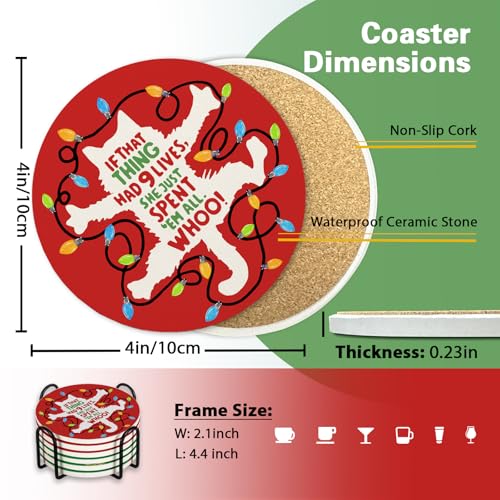 Christmas Vacation Drink Coasters with Holder Set of 6 (6 Count)