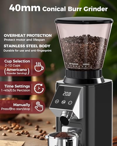 G1 40mm Conical Burr Coffee Grinder with 48 Grind Settings