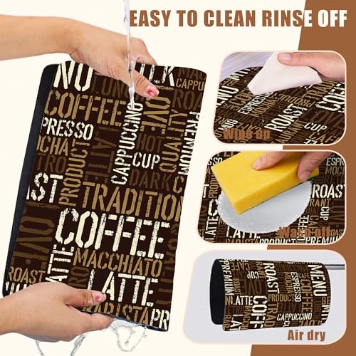 Vintage Coffee Cup Coffee Mat Absorbent Dish Drying Mat for Kitchen Counter Hide Stain Rubber Backed Drying Rack Pad Fit Under Espresso Machine Cafe Table Decoration