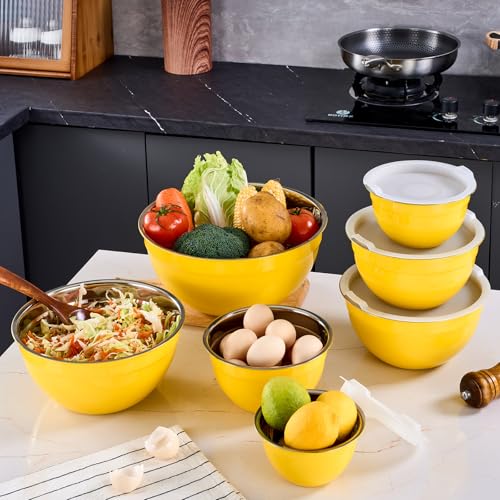 Yellow Mixing Bowls With Airtight Lids