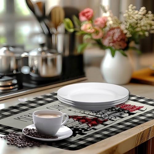 Merry Christmas Dish Drying Mat Buffalo Plaid Large Kitchen Mats Dish Drying Pad Xmas Christmas Tree Absorbent Dish Dryer Mat for Kitchen Countertops Microfiber Drainer Pad Dish Drying Mats