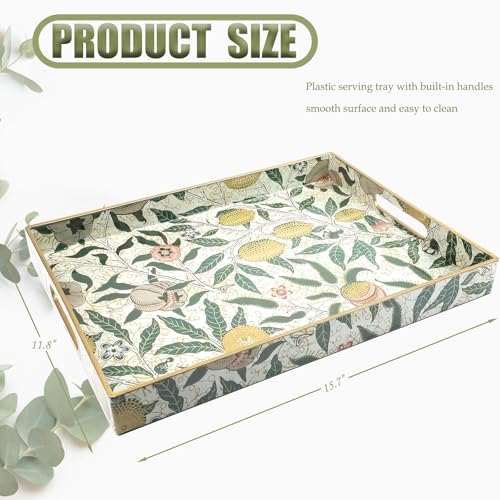 Plastic Serving Tray with Handles for Coffee Table