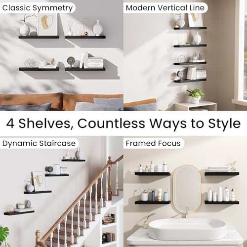 Black Floating Shelves 15.7in