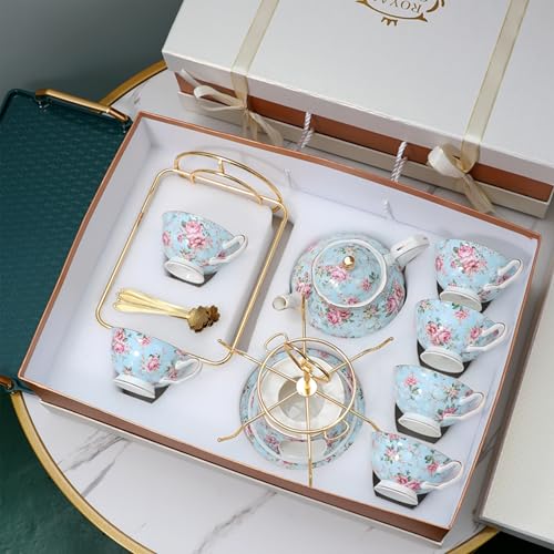 floral porcelain coffee cups set for 6 people