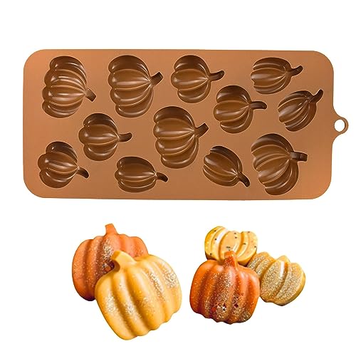 Fall Chocolate Molds 4 Pieces Silicone Pumpkin Candy Mold Maple Leaf Shaped Fondant Molds for Thanksgiving Halloween Autumn Harvest Cupcake Cake Topper Decoration (4 Count)