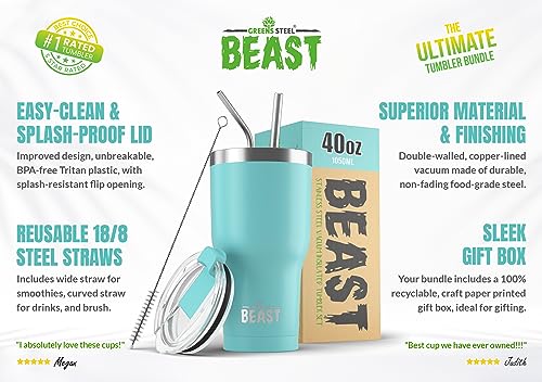Beast 40 oz Tumbler Stainless Steel Vacuum Insulated Coffee Ice Cup Double Wall Travel Flask