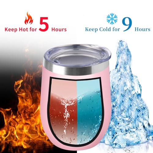 12oz 6 Pack Wine Tumbler Glasses with Lid Stemless Double Wall Vacuum Stainless Steel Travel Tumbler Keeping Cold & Hot for Wine (6 Count)