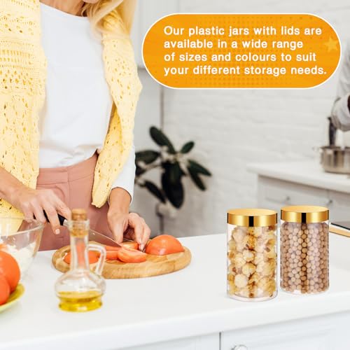 4 Pcs Plastic Jars Wide Mouth with Lids (4 Count)