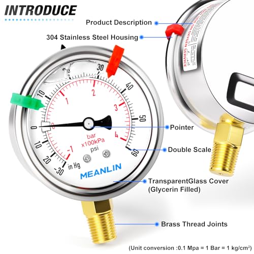 30inHG~60Psi Vacuum Pressure Gauge 1