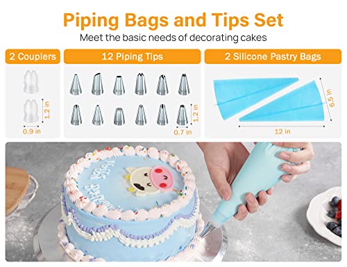 22 Aluminum Cake Stand Turntable Set for Decorating Baking Kit