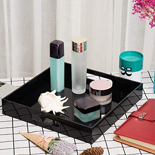 Glossy Black Sturdy Acrylic Serving Tray with Handles