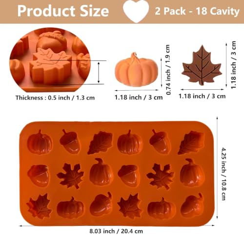 2PCS Fall Silicone Molds Thanksgiving Chocolate Mold (2 Count)