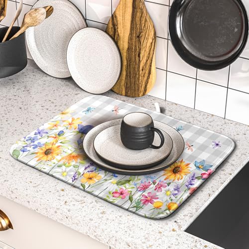 Spring Floral Dish Drying Mat