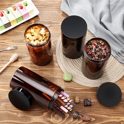 4 Pcs Plastic Jars Wide Mouth with Lids (4 Count)