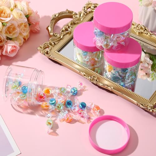 4 Pcs Plastic Jars Wide Mouth with Lids (4 Count)