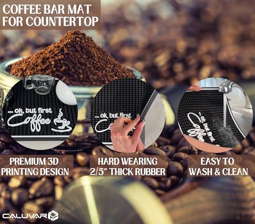 Ok But First Coffee Silicone Bar Mat for Countertop 18x12