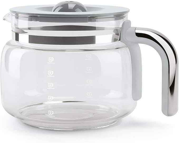 Smeg 50's Retro Style Aesthetic Drip Coffee Machine with 10 Cup Glass Carafe, Auto Start Feature, Keep Warm Plate, and Two Coffee Strength Settings (Pink)