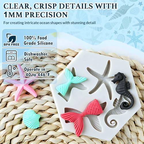 Marine Themed Silicone Mold for Polymer Clay Fondant