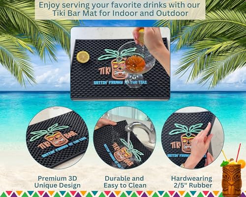 Tiki Bar Mat Warrior Head Gettin Freaky at The Tiki 18x12 in