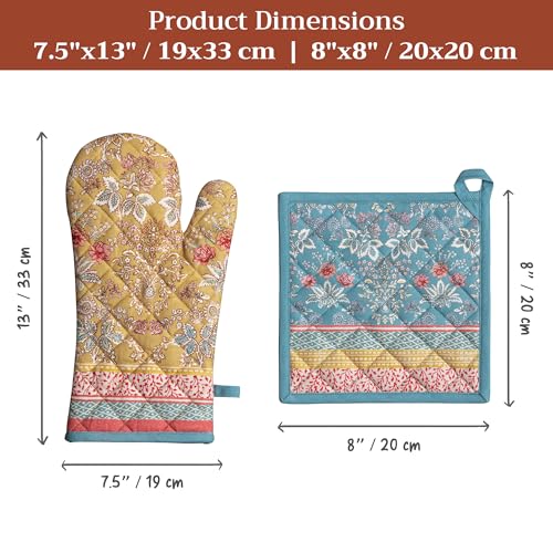100% Cotton Oven Mitt & Pot Holder Set