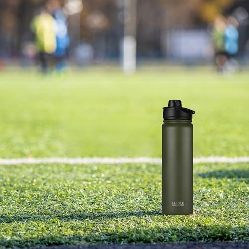 Insulated Water Bottle 22 oz Double Wall Stainless Steel Water Bottle Wide Mouth with Straw Lid & Spout Lid Keeps Cold or Hot