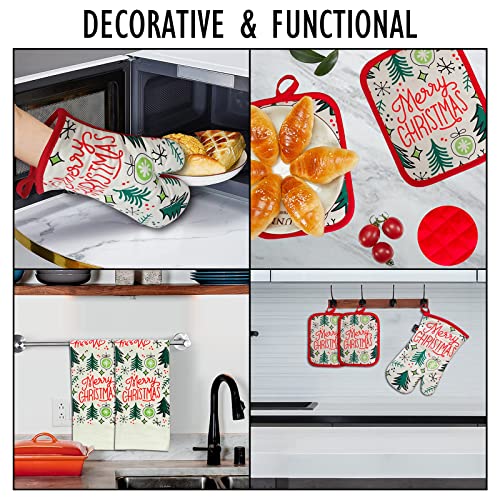 Oven Mitts and Potholders Dish Towles Set 100% Cotton for Perfect for Gifting (16 Ounce)
