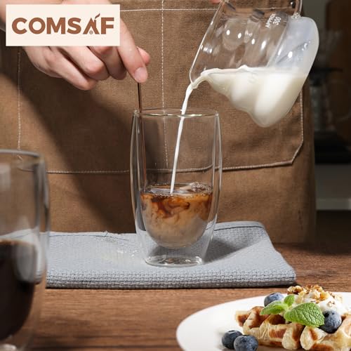 15oz Double Wall Glass Coffee Mugs (2 Count)