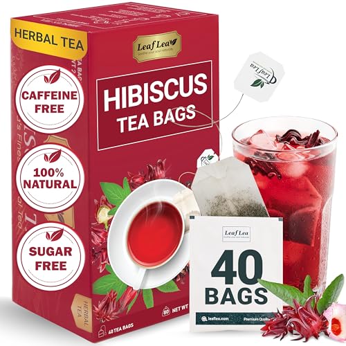 40 Premium Natural Hibiscus Tea Bags Pure from Hibiscus Flowers (40 Count)