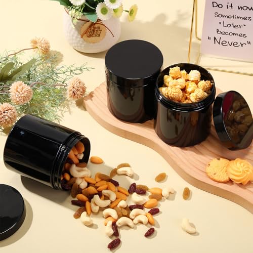 4 Pcs Plastic Jars Wide Mouth with Lids (4 Count)
