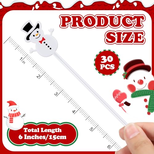 30 Pcs Christmas Drink Stirrers Winter Snowman Stir Sticks (30 Count)
