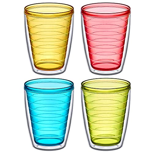 Alaska - 16-Ounce Insulated Tumblers (Set of 4), Double-Wall Drinking Glasses, Mixed-Color Reusable Cups, BPA-Free, Shatter-Proof, Dishwasher-Safe (4 Count)