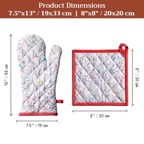 100% Cotton Oven Mitt & Pot Holder Set