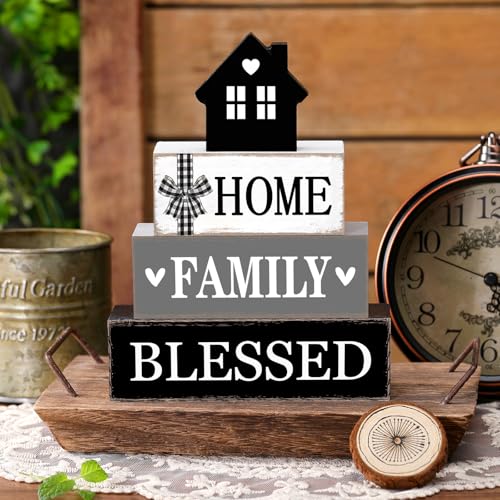 4 Pcs Farmhouse Table Decoration Rustic Sign Block (4 Count)