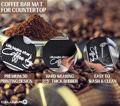 Life Begins After Coffee Silicone Bar Mat 18x12 in