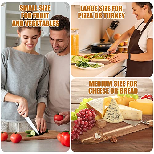 12 Packs Wooden Cutting Board Set with Handles Large Kitchen Serving Plain Chopping Board Bulk Gifts for Mom for Vegetables Meat Pizza Cheese Fruit Bread (12 Count)