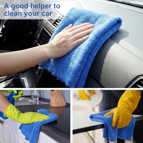 30 Pcs 16 x 24 Inch Edgeless Microfiber Plush Towels for Cars Detailing Drying Wash Polishing Absorbent Cleaning Cloths (30 Count)